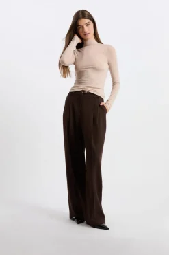 Clearance ETAM Camiseta de cuello alto con lana BEIGE