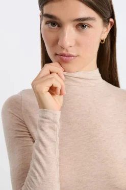 Clearance ETAM Camiseta de cuello alto con lana BEIGE