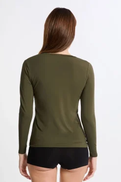 Discount ETAM Camiseta de cuello en V de punto térmico CAQUI