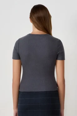 New ETAM Camiseta de cuello redondo y manga corta ANTRAZIT