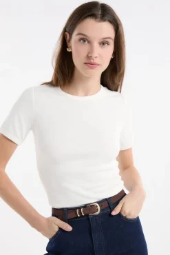 Best ETAM Camiseta de manga corta con algodón BLANCO