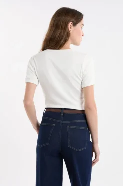 Best ETAM Camiseta de manga corta con algodón BLANCO