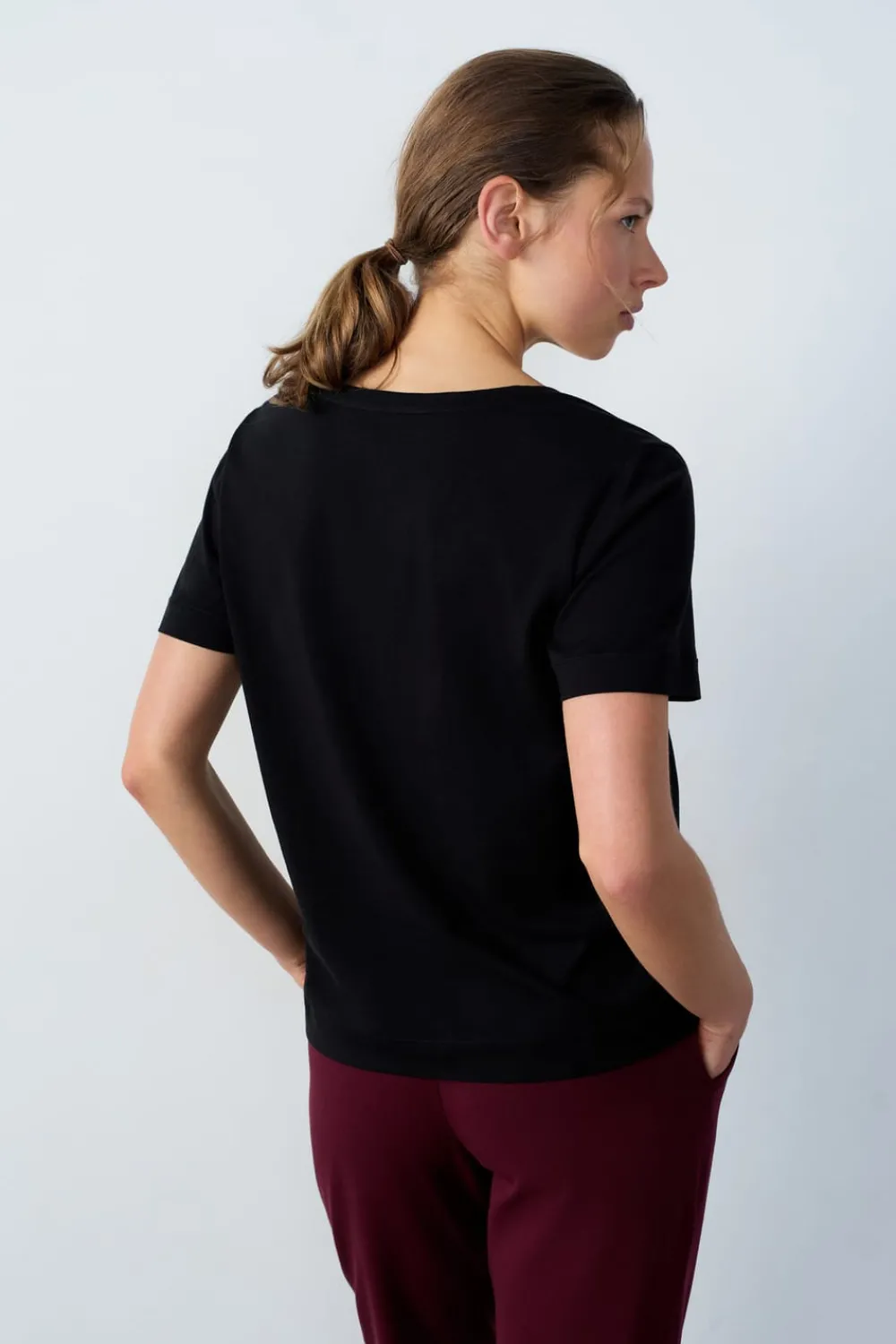 Clearance ETAM Camiseta de manga corta de algodón NEGRO