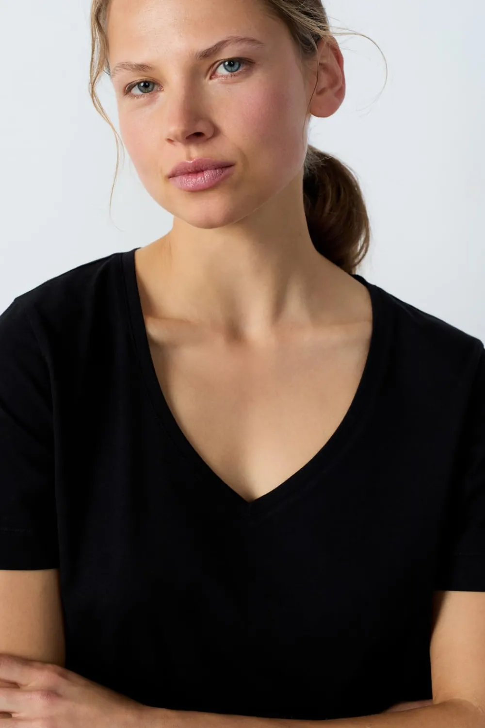 Clearance ETAM Camiseta de manga corta de algodón NEGRO
