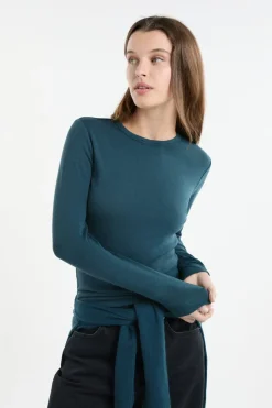Outlet ETAM Camiseta de manga larga de algodón VERDE PATO