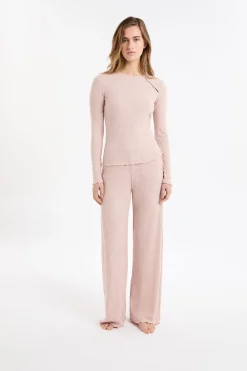 Best ETAM Camiseta de pijama acanalada con botones ROSA EMPOLVADO