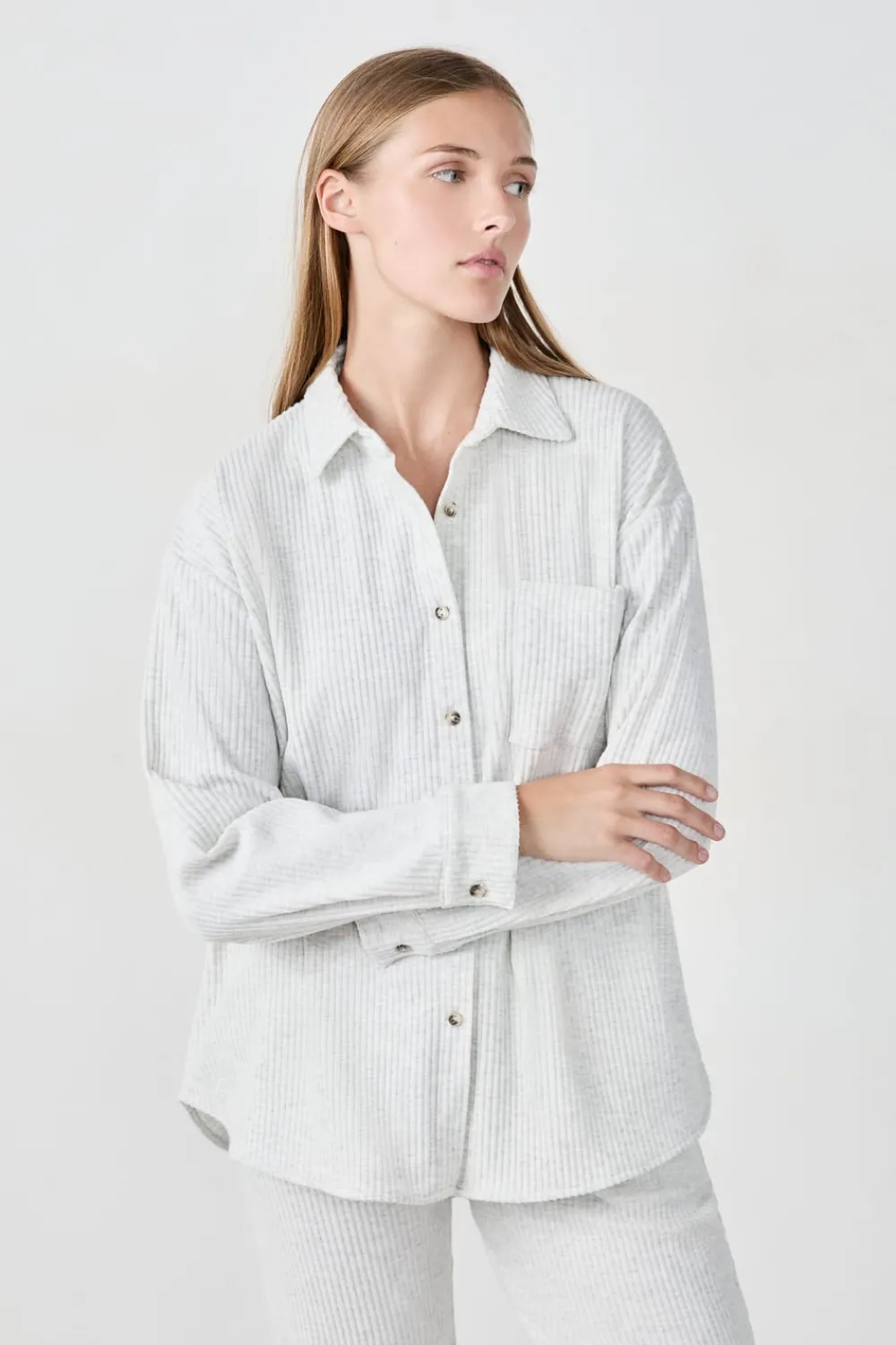 ETAM Camiseta de pijama acanalada GRIS CLARO