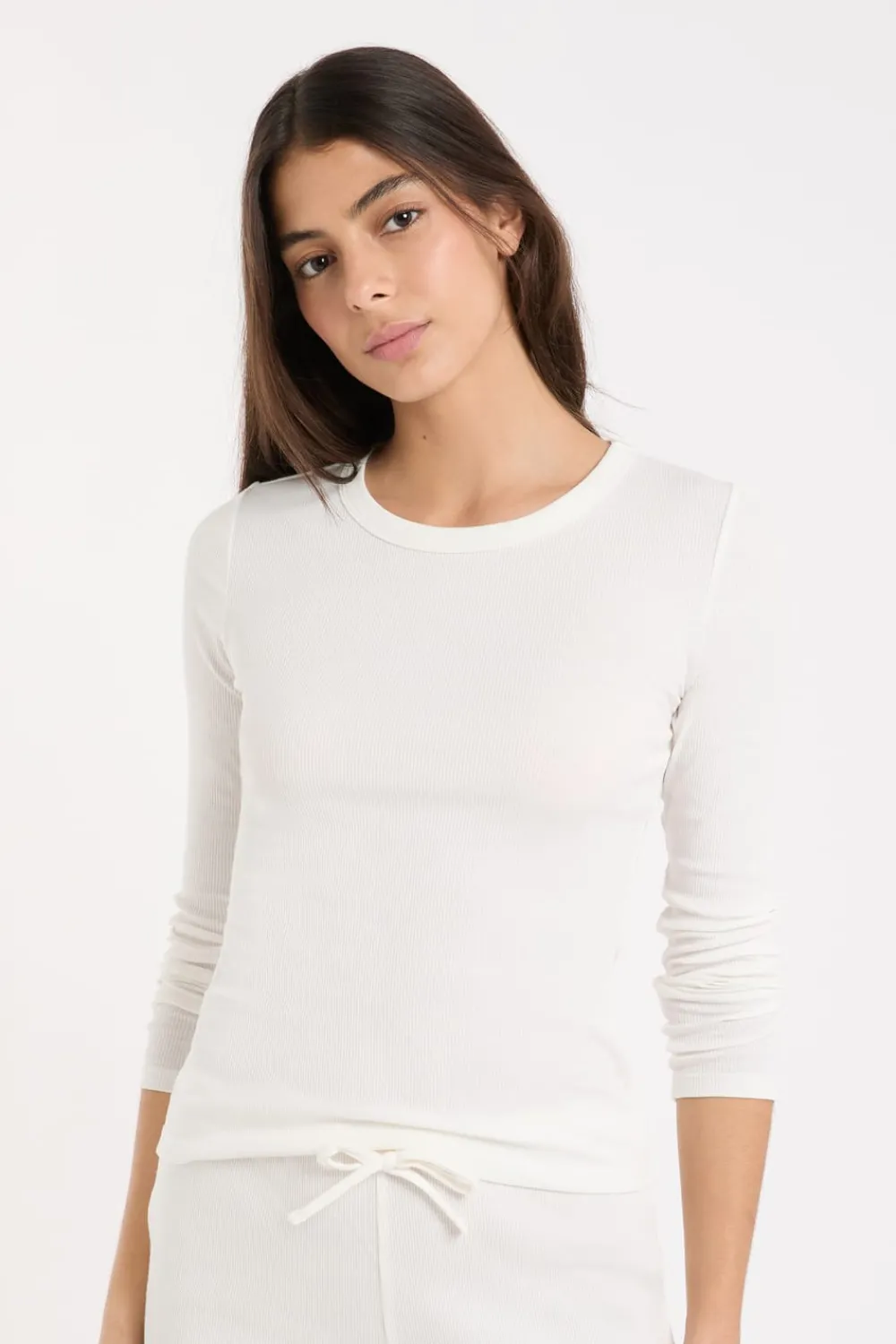 New ETAM Camiseta de pijama con cuello redondo y algodón BLANCO