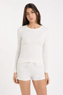 New ETAM Camiseta de pijama con cuello redondo y algodón BLANCO