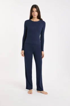 Sale ETAM Camiseta de pijama con cuello redondo y algodón AZUL REAL
