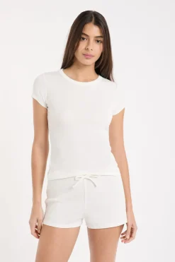 Sale ETAM Camiseta de pijama con cuello redondo y algodón BLANCO