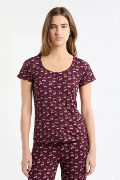 Online ETAM Camiseta de pijama con estampado de cerezas VIOLET