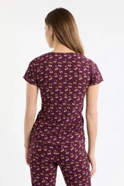 Online ETAM Camiseta de pijama con estampado de cerezas VIOLET