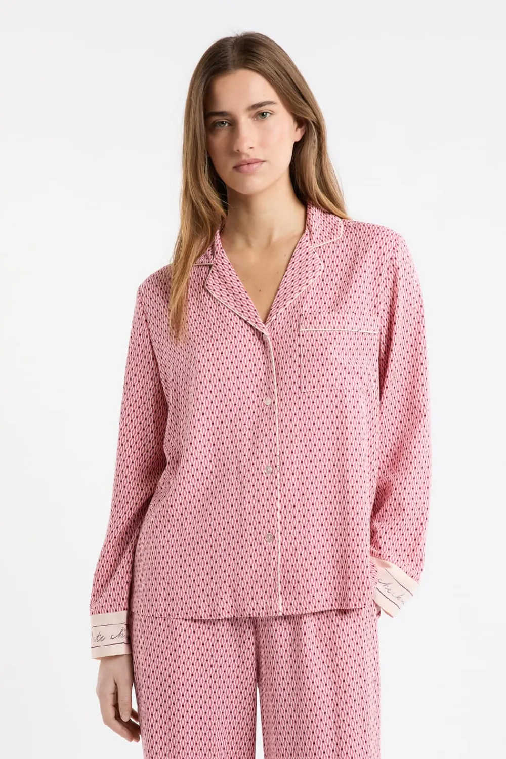 Sale ETAM Camiseta de pijama de manga larga estampada ROSA
