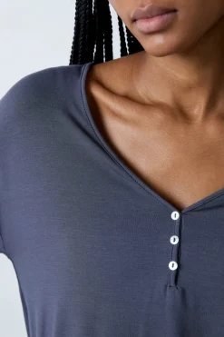 ETAM Camiseta de pijama de manga larga de modal GRIS