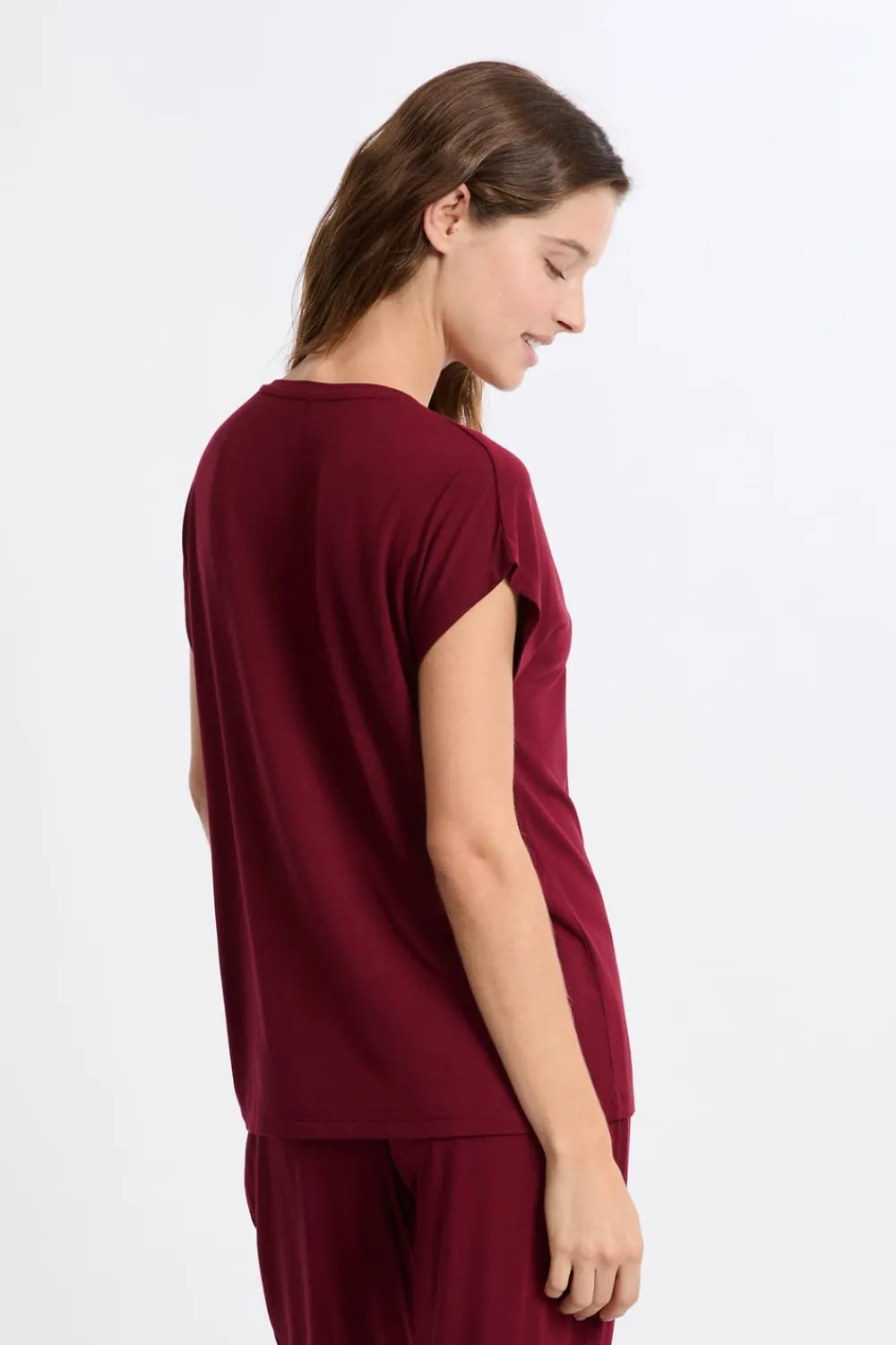 Clearance ETAM Camiseta de pijama de manga corta BURDEOS GRANATE