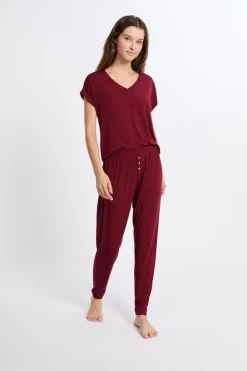 Clearance ETAM Camiseta de pijama de manga corta BURDEOS GRANATE