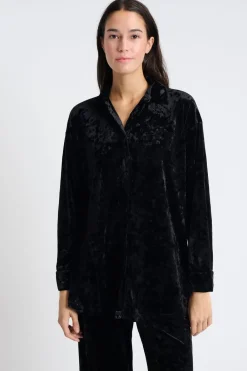 Best ETAM Camiseta de pijama de terciopelo NEGRO