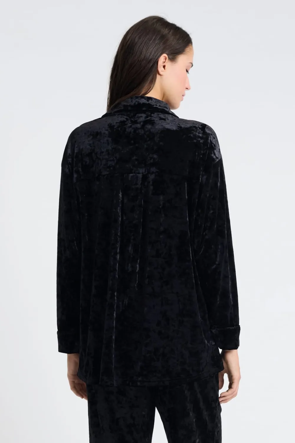Best ETAM Camiseta de pijama de terciopelo NEGRO