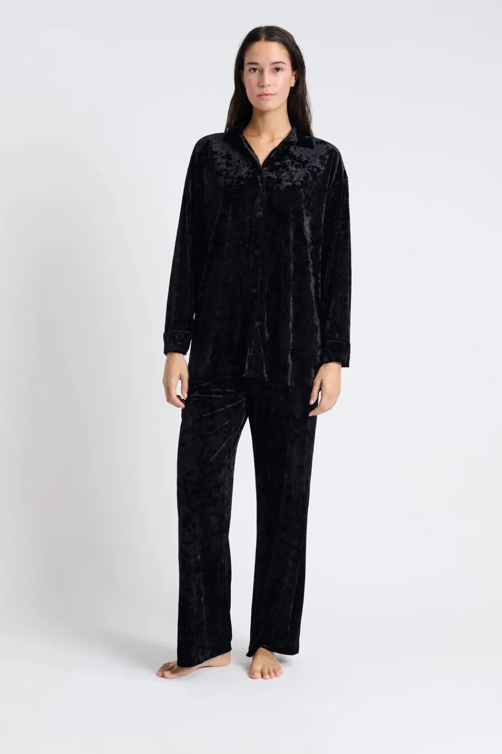 Best ETAM Camiseta de pijama de terciopelo NEGRO