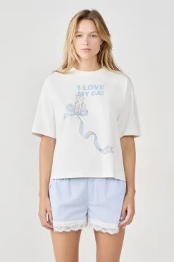 Online ETAM Camiseta de pijama estampada BLANCO
