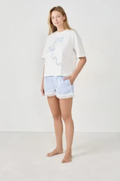Online ETAM Camiseta de pijama estampada BLANCO