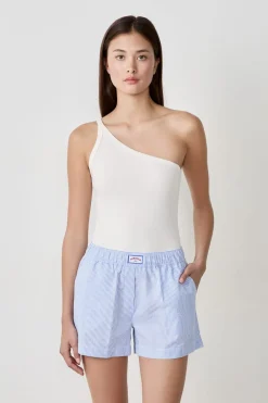 Best ETAM Camiseta de tirantes asimétrica de algodón BLANCO