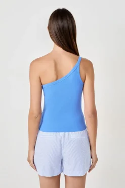 ETAM Camiseta de tirantes asimétrica de algodón AZUL CLARO