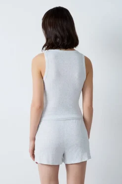 Sale ETAM Camiseta de tirantes de algodón acanalado GRIS