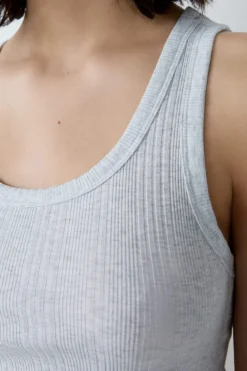 Sale ETAM Camiseta de tirantes de algodón acanalado GRIS