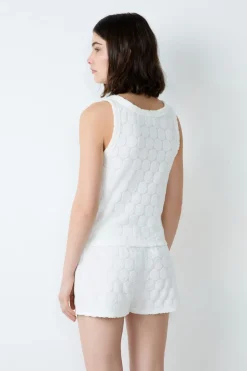 Outlet ETAM Camiseta de tirantes en rizo de algodón Smiley®ORIGINALS BLANCO