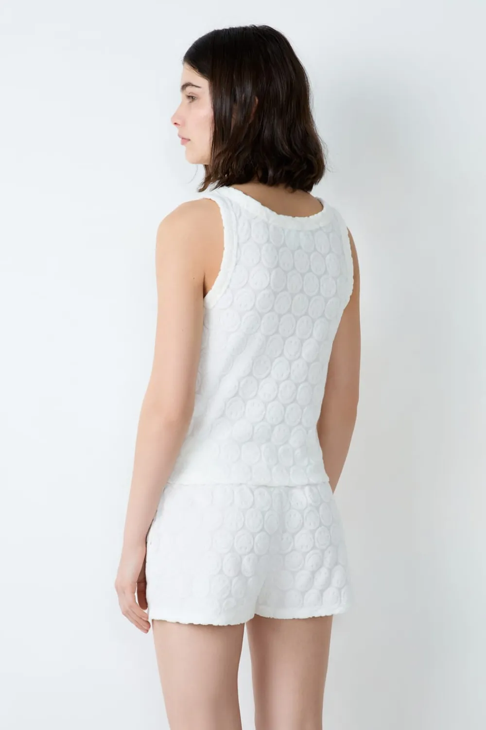 Outlet ETAM Camiseta de tirantes en rizo de algodón Smiley®ORIGINALS BLANCO