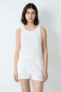Outlet ETAM Camiseta de tirantes en rizo de algodón Smiley®ORIGINALS BLANCO