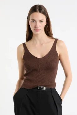 ETAM Camiseta sin mangas acanalada brillante MARR&Oacute;N