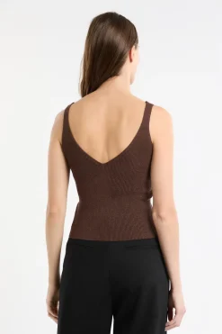 ETAM Camiseta sin mangas acanalada brillante MARR&Oacute;N