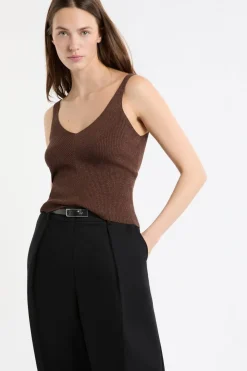 ETAM Camiseta sin mangas acanalada brillante MARR&Oacute;N