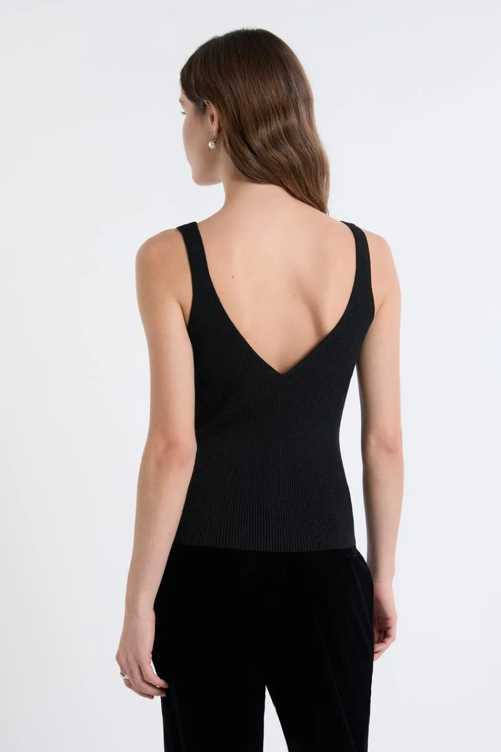 ETAM Camiseta sin mangas acanalada brillante NEGRO