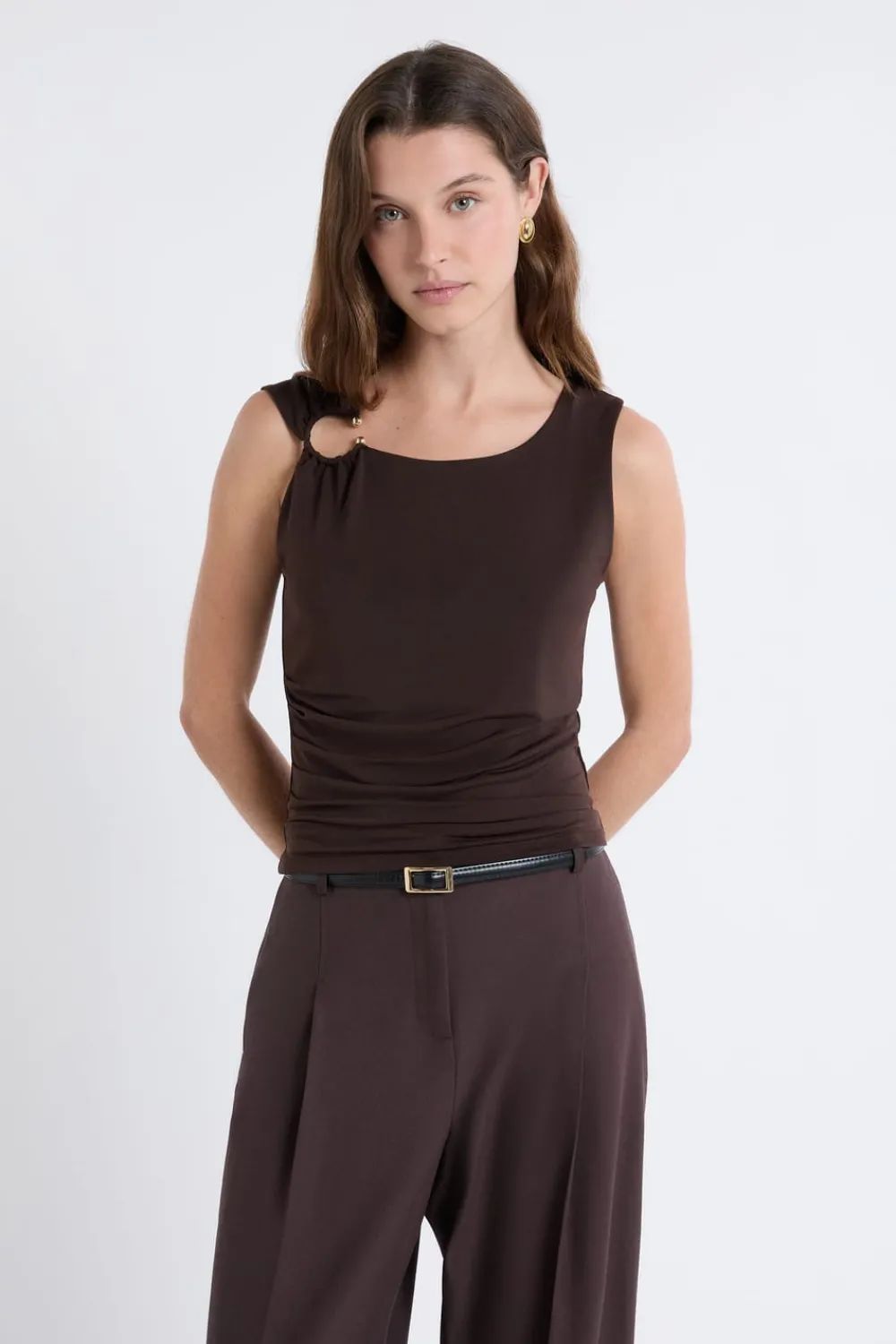 Online ETAM Camiseta sin mangas con anilla MARRÓN