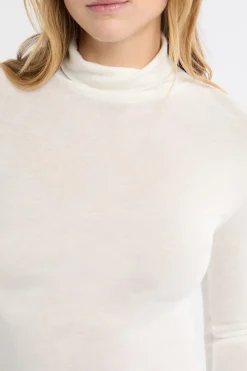 Best ETAM Camiseta térmica de cuello alto con lana CRUDO