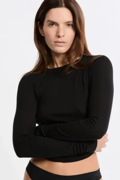 Online ETAM Camiseta térmica de cuello redondo con lana NEGRO