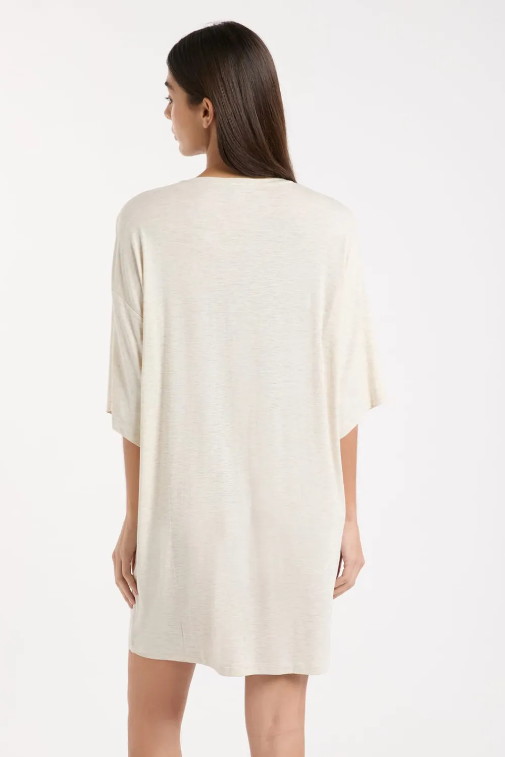 ETAM Camisón con cuello redondo BEIGE
