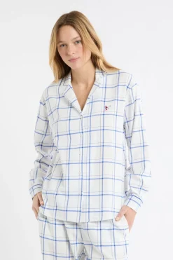 Sale ETAM Camisón de algodón a cuadros AZUL