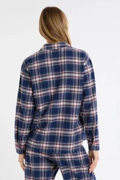 Outlet ETAM Camisón de algodón a cuadros marino
