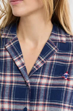 Outlet ETAM Camisón de algodón a cuadros marino