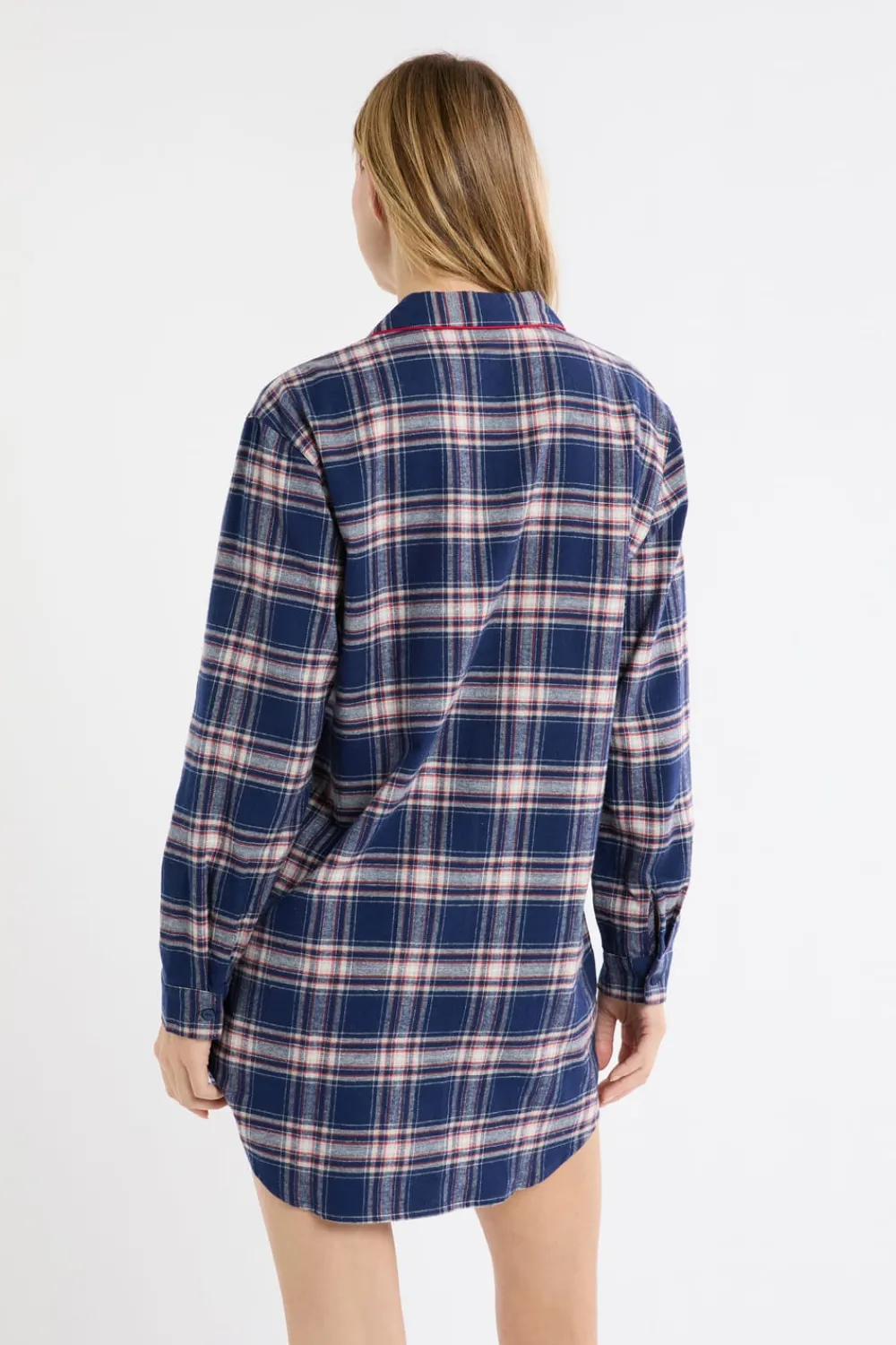 Clearance ETAM Camisón de algodón a cuadros marino