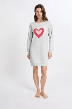 Discount ETAM Camisón de manga larga de algodón GRIS