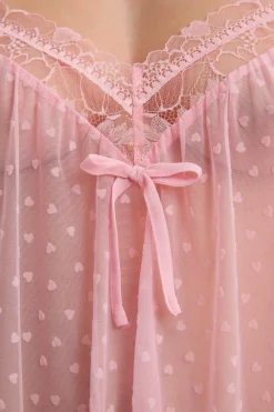 New ETAM Camisón de tul con estampado de corazones ROSA