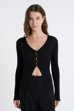 Discount ETAM Cardigan irisé avec boutons dorés NOIR