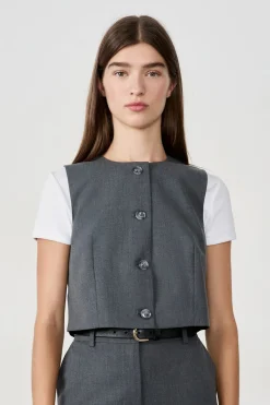 Best ETAM Chaleco corto sin mangas GRIS CLARO