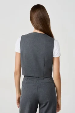 Best ETAM Chaleco corto sin mangas GRIS CLARO